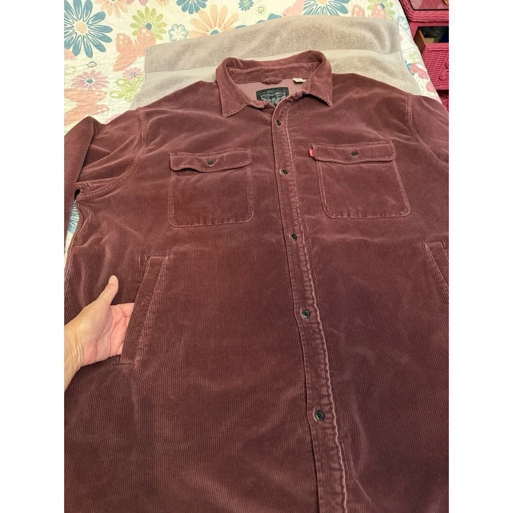 Levi's Mens Relaxed Fit Western Shirt XXL Corduroy Jacket Button Up Work Cowboy